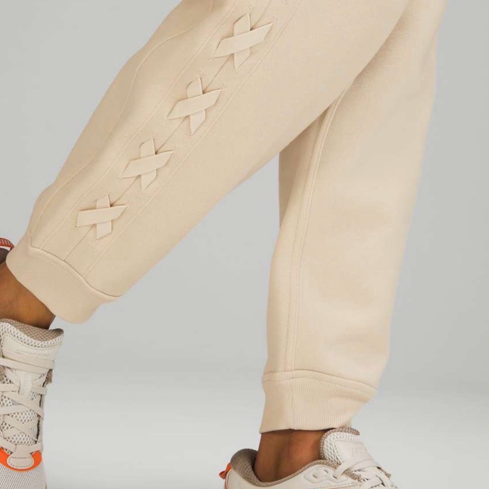 lululemon athletica Cream Joggers with Orange Tee - Picture 2 of 6